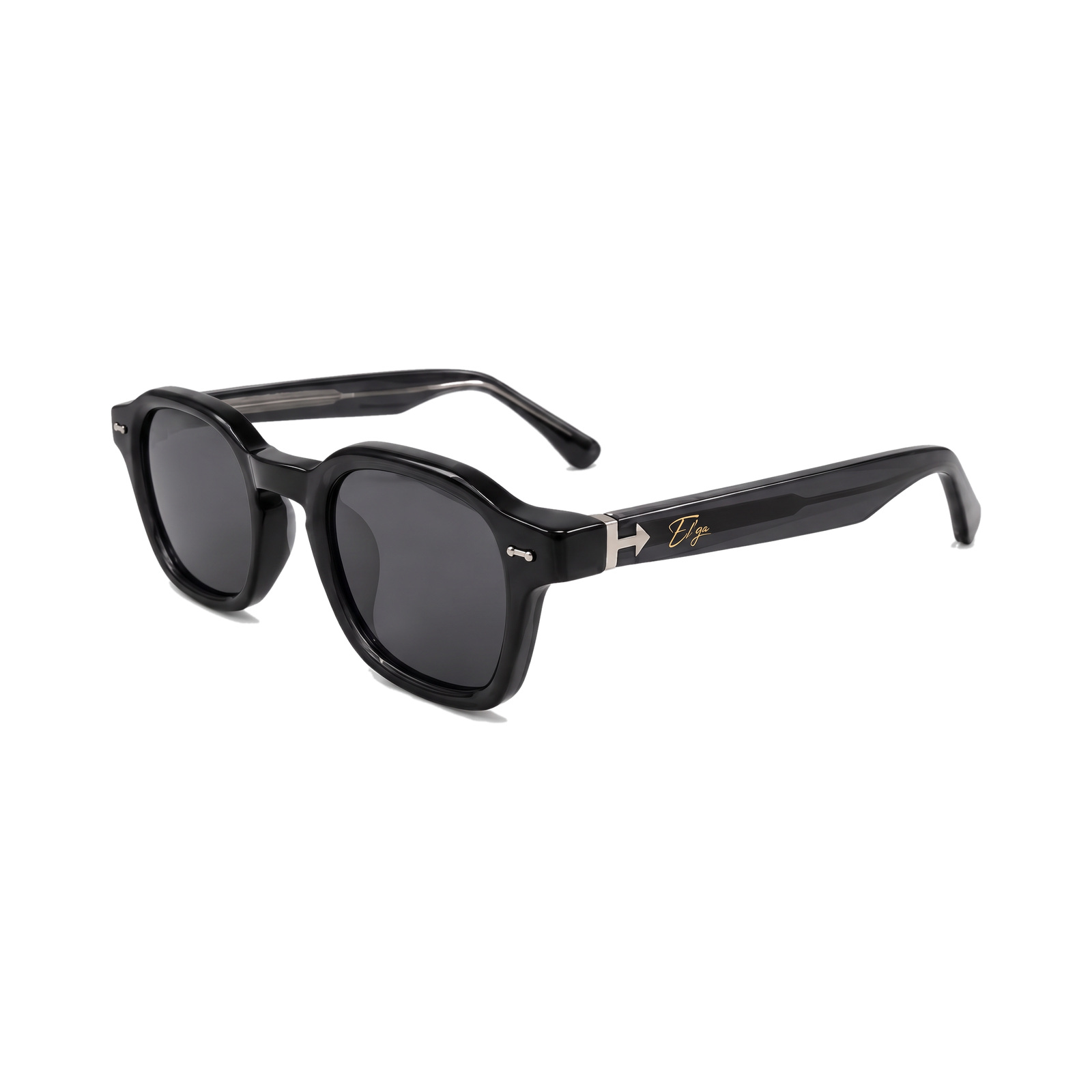 Óculos de sol Elga Bellagio Black com logo dourada original na haste